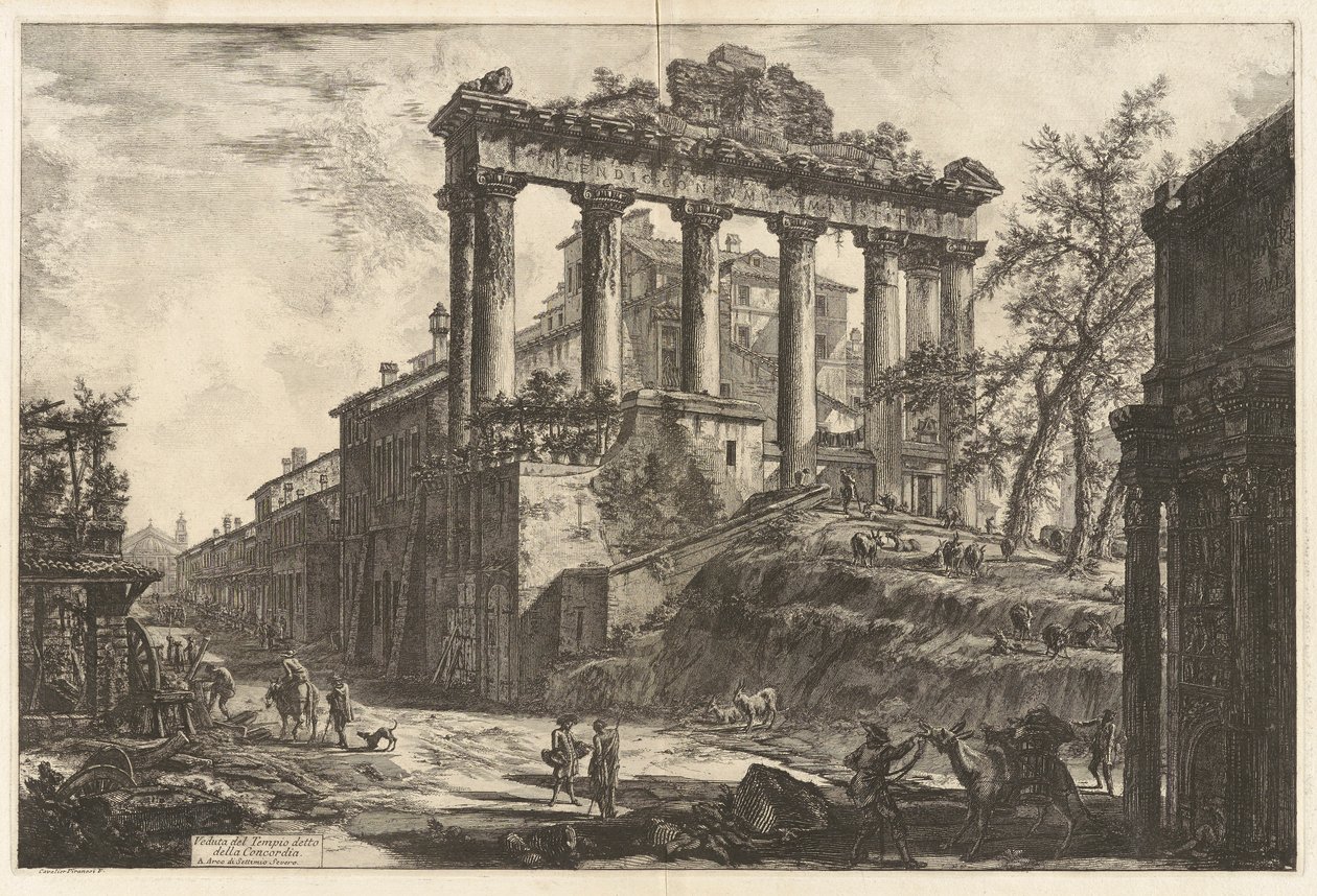Veduta del Tempio detto della Concordia (Udsigt over det såkaldte Concord Temple [Saturntemplet med Septimius Severus