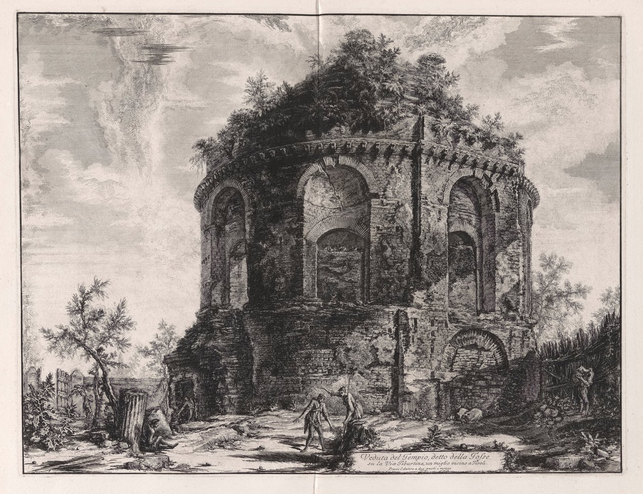 Udsigt over det såkaldte Hostetempel på Via Tiburtina, en kilometer fra Tivoli), fra Vedute di Roma (Udsigt over Rom) af Giovanni Battista Piranesi
