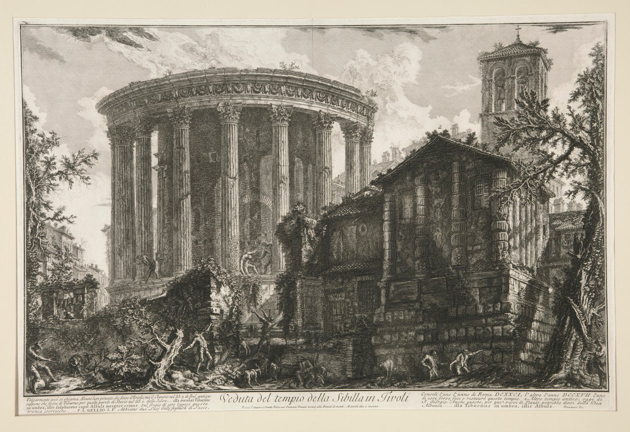 Udsigt over Sibyllens tempel i Tivoli, fra Vedute di Roma af Giovanni Battista Piranesi