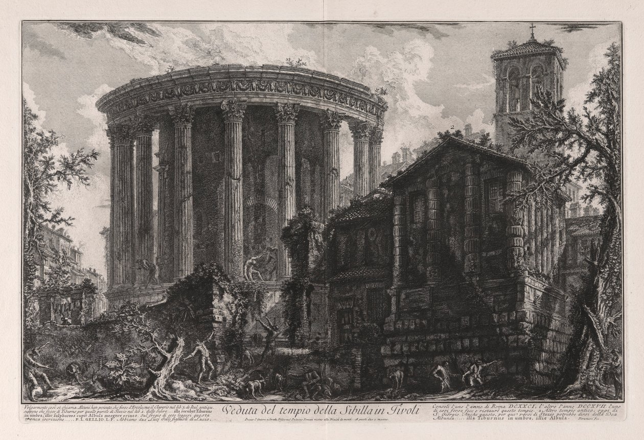 Udsigt over Sibyllens tempel i Tivoli, fra Vedute di Roma (Udsigt over Rom) af Giovanni Battista Piranesi