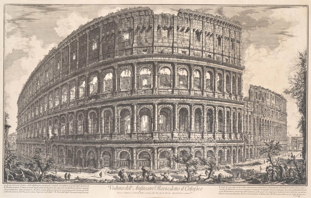Udsigt over det flaviske amfiteater kendt som Colosseum, 1757. af Giovanni Battista Piranesi