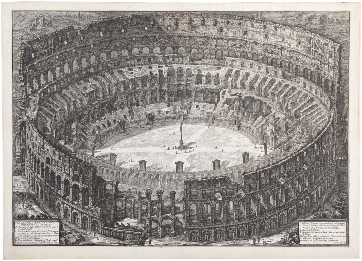 Udsigt over det flaviske amfiteater kendt som Colosseum, 1776. af Giovanni Battista Piranesi