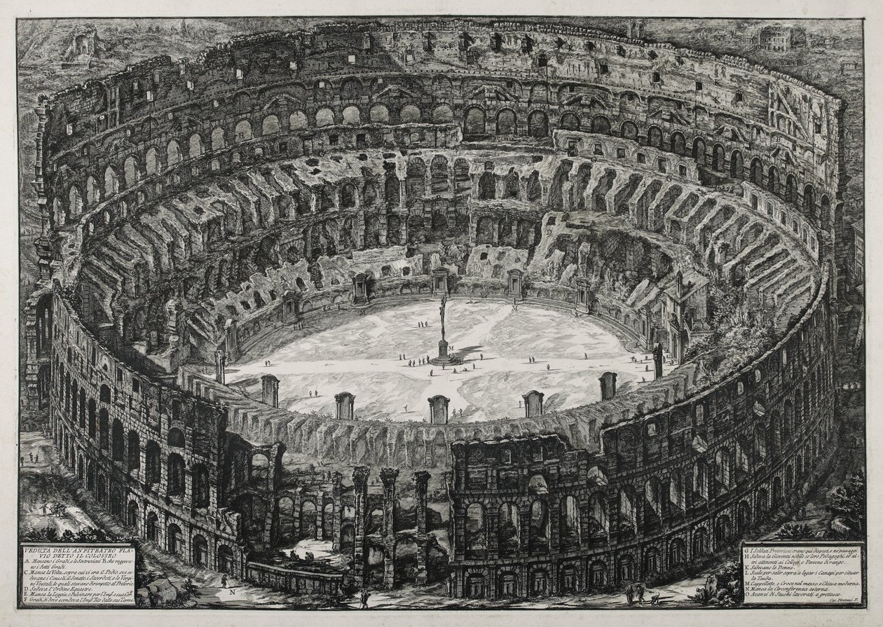 Udsigt over det flaviske amfiteater kendt som Colosseum af Giovanni Battista Piranesi