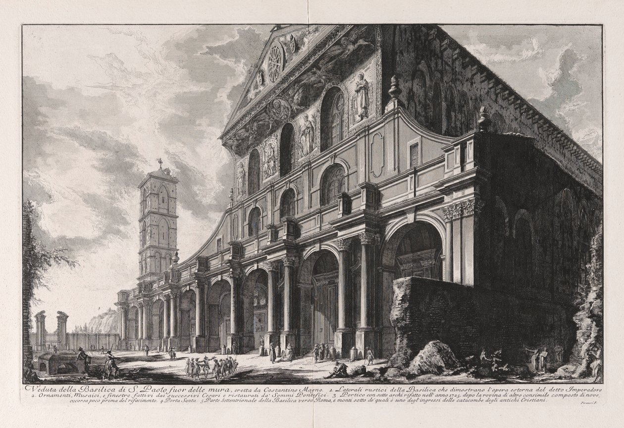 Udsigt over basilikaen San Paolo fuori delle Mura, bygget af Konstantin den Store, fra Vedute di Roma (Udsigt over Rom) af Giovanni Battista Piranesi