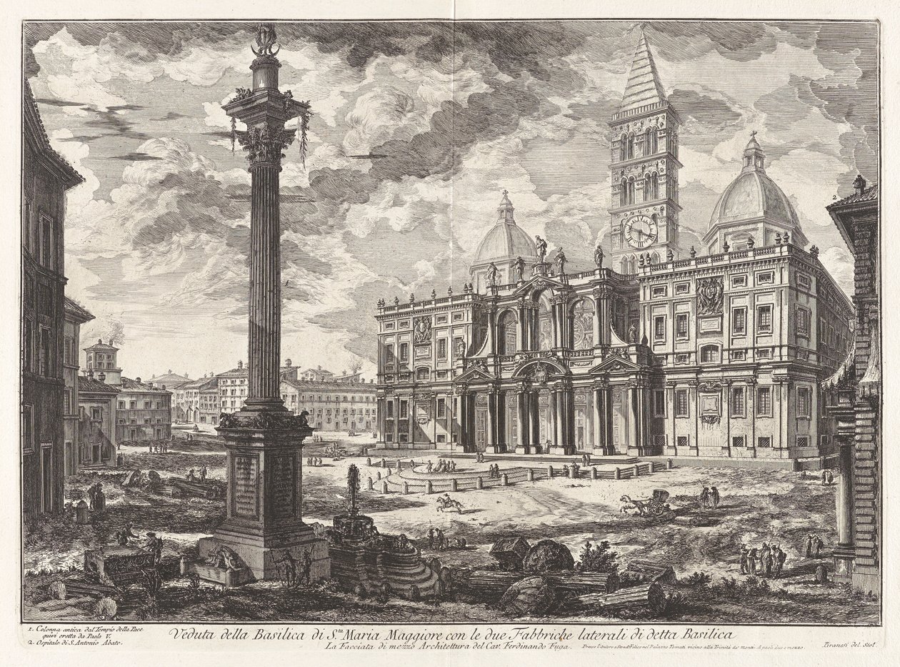 Udsigt over basilikaen Santa Maria [Maggiore] med dens to flankerende vinger, fra Vedute di Roma (Udsigt over Rom) af Giovanni Battista Piranesi
