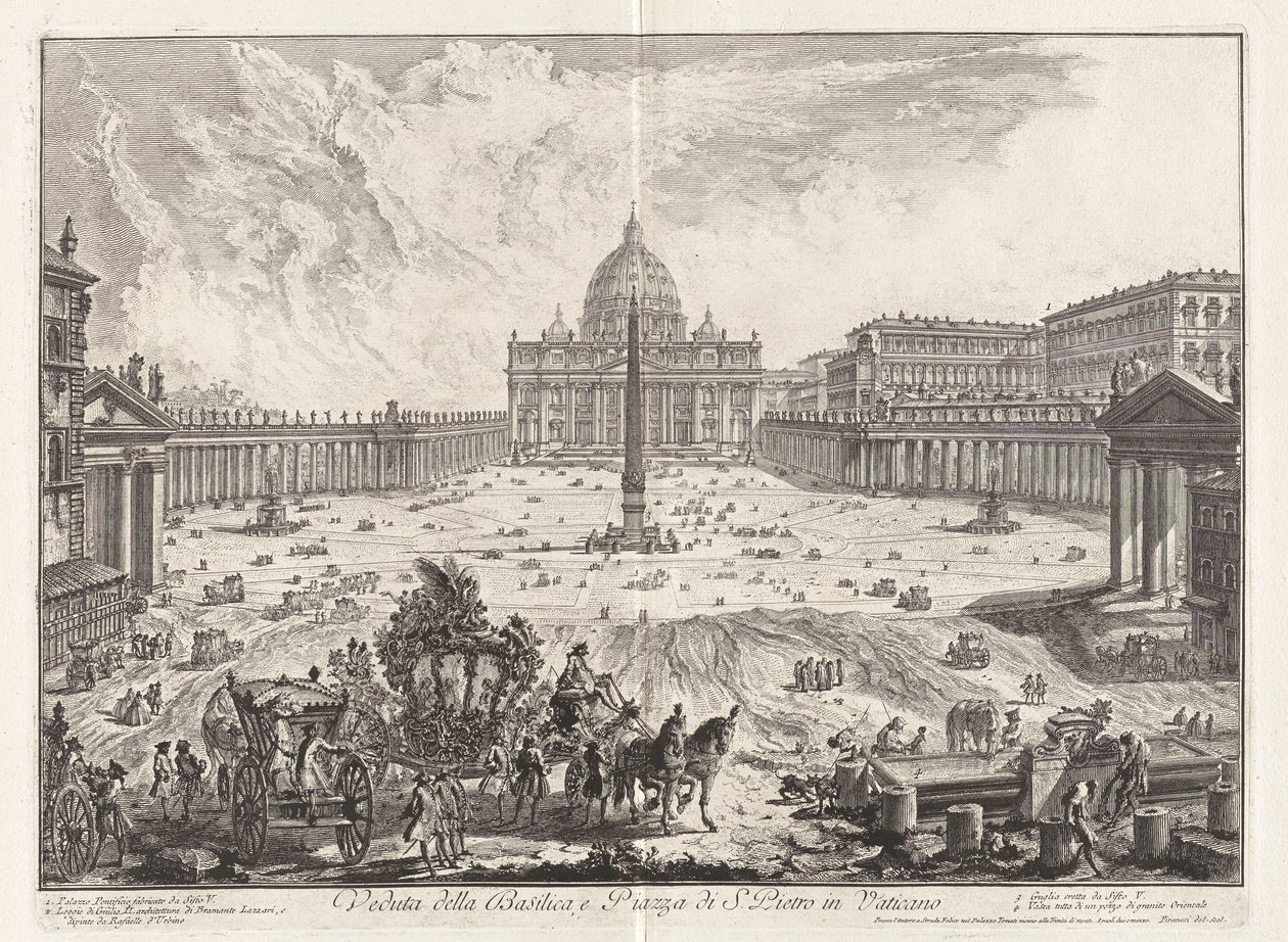 Udsigt over basilikaen og Piazza of Saint Peter af Giovanni Battista Piranesi