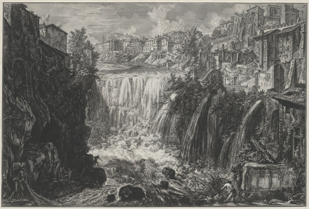 Udsigt over Tivolis vandfald af Giovanni Battista Piranesi