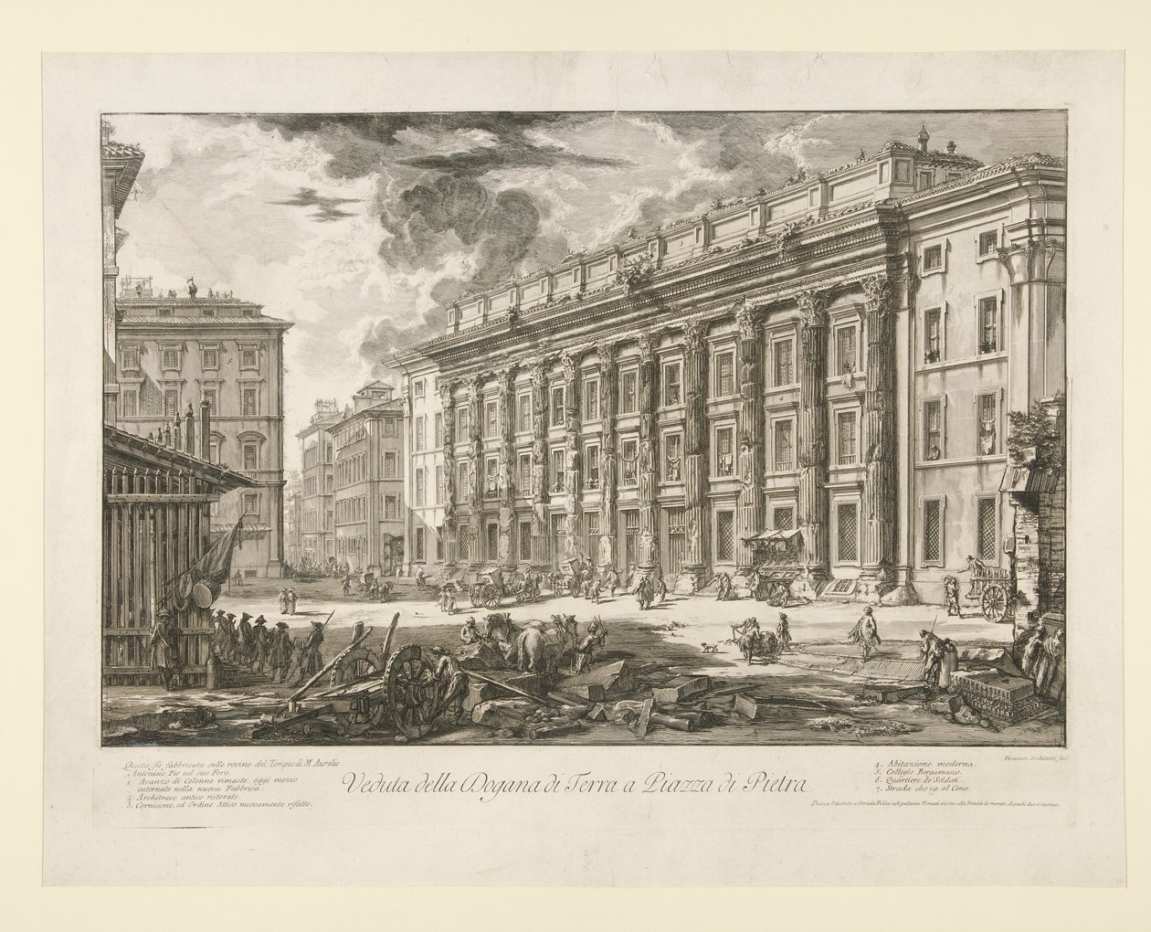 Udsigt over toldstedet på Piazza di Pietra, fra Vedute di Roma af Giovanni Battista Piranesi