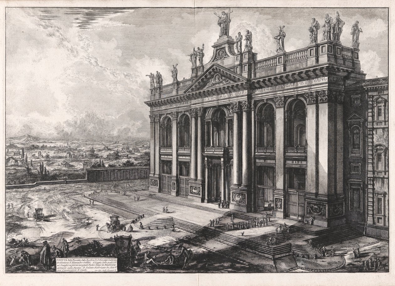 Udsigt over facaden af ​​basilikaen S. Giovanni Laterano af Giovanni Battista Piranesi