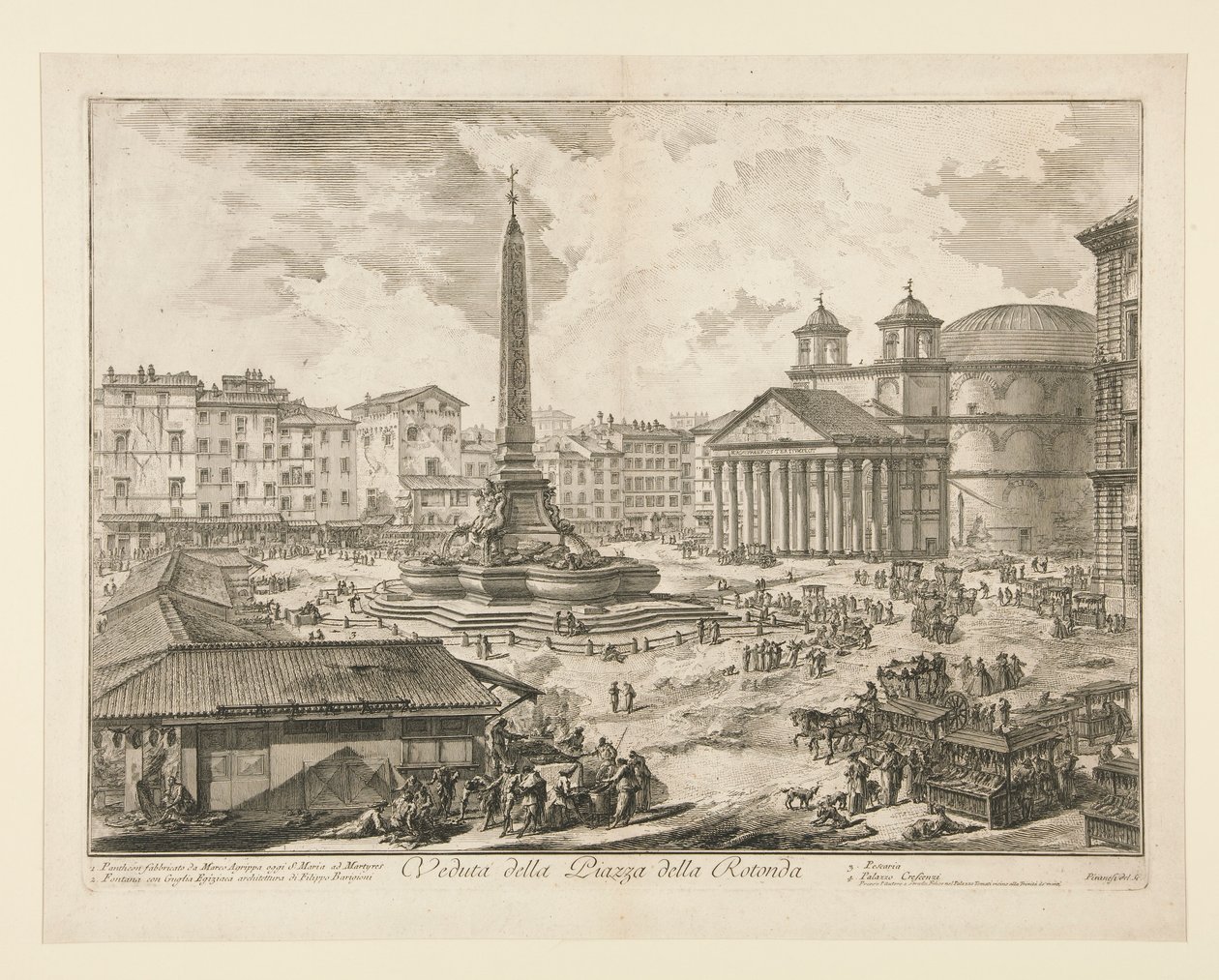 Udsigt over Piazza della Rotonda, fra Udsigt over Rom af Giovanni Battista Piranesi