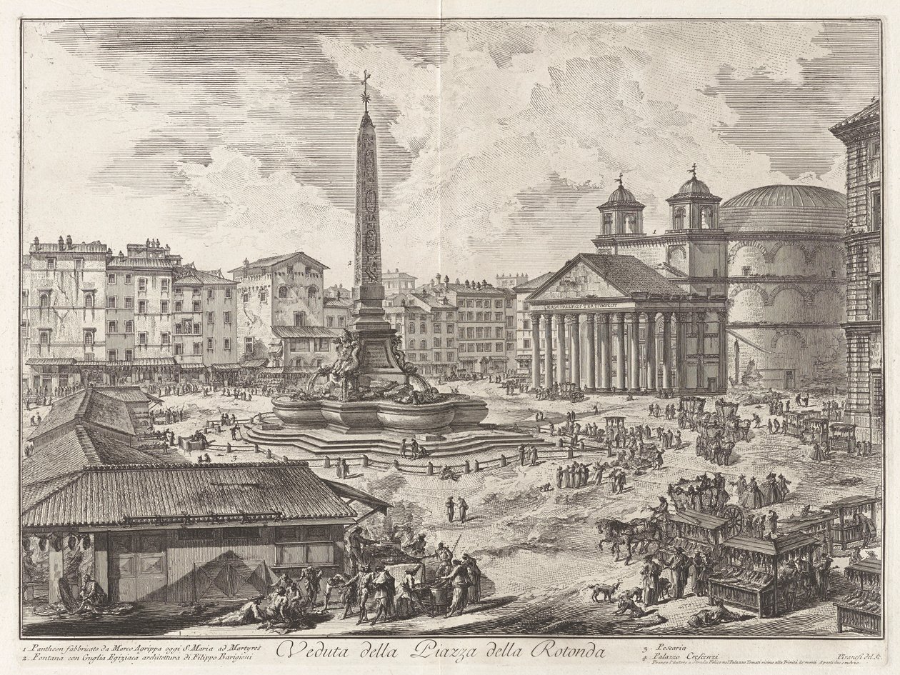 Veduta della Piazza della Rotunda (Udsigt over Piazza della Rotonda [med Pantheon i baggrunden]), fra Vedute di Roma (Udsigt over Rom) af Giovanni Battista Piranesi