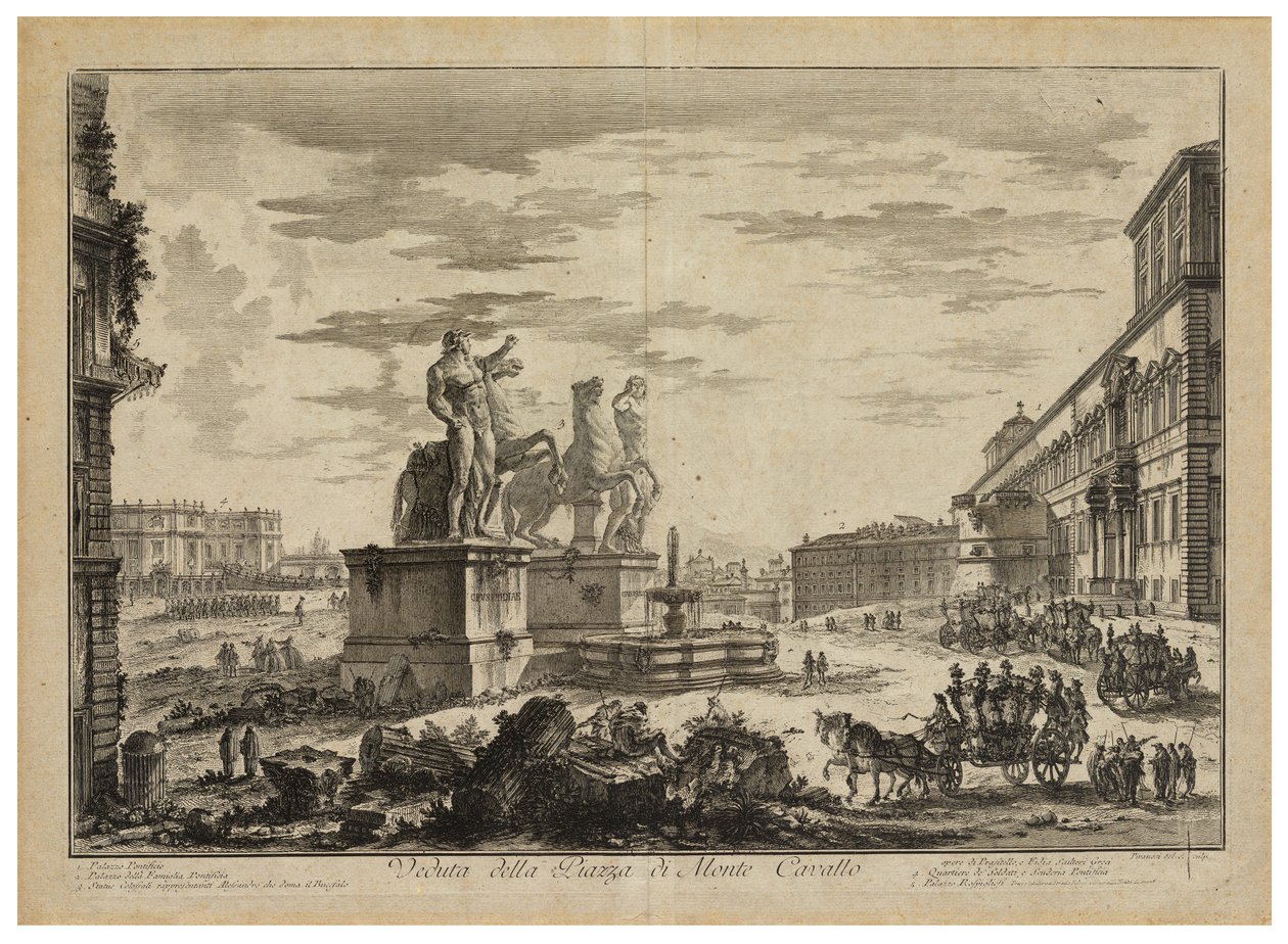 Udsigt over Piazza di Monte Cavallo (Quirinale) af Giovanni-Battista Piranesi