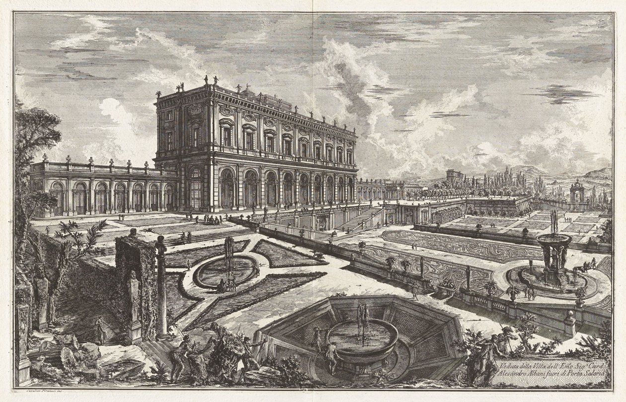 Udsigt over Hans Eminence kardinal Alessandro Albanis villa uden for Porta Salaria, fra Vedute di Roma (Udsigter over Rom) af Giovanni Battista Piranesi