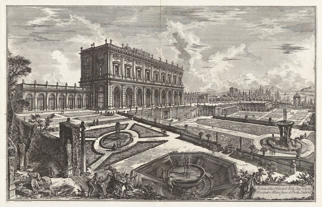 Udsigt over Villa dell af Giovanni Battista Piranesi