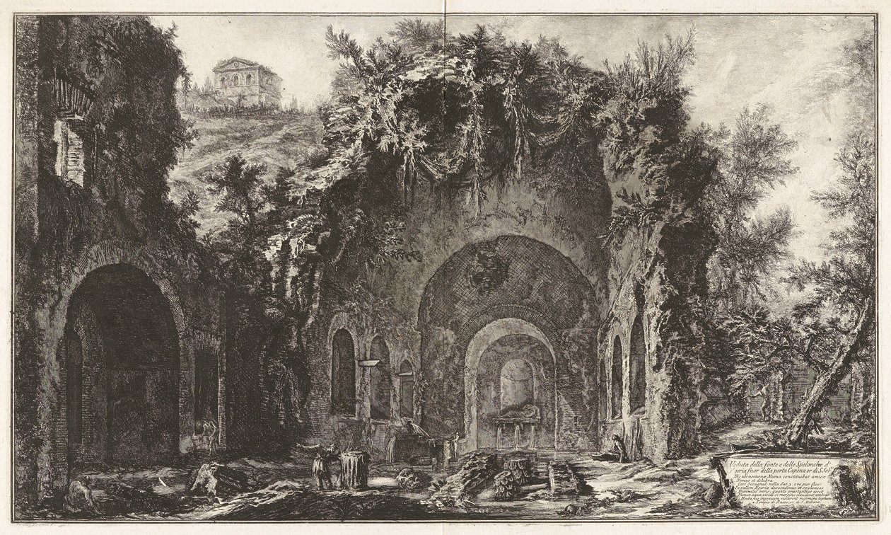 Udsigt over kilden og Spelonche d af Giovanni Battista Piranesi