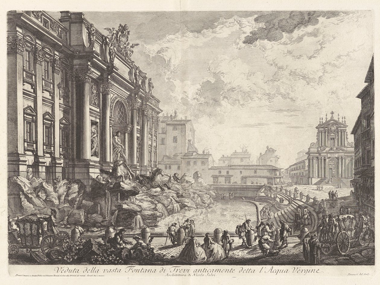 Udsigt over den store Trevi-fontæne, tidligere kendt som l af Giovanni Battista Piranesi