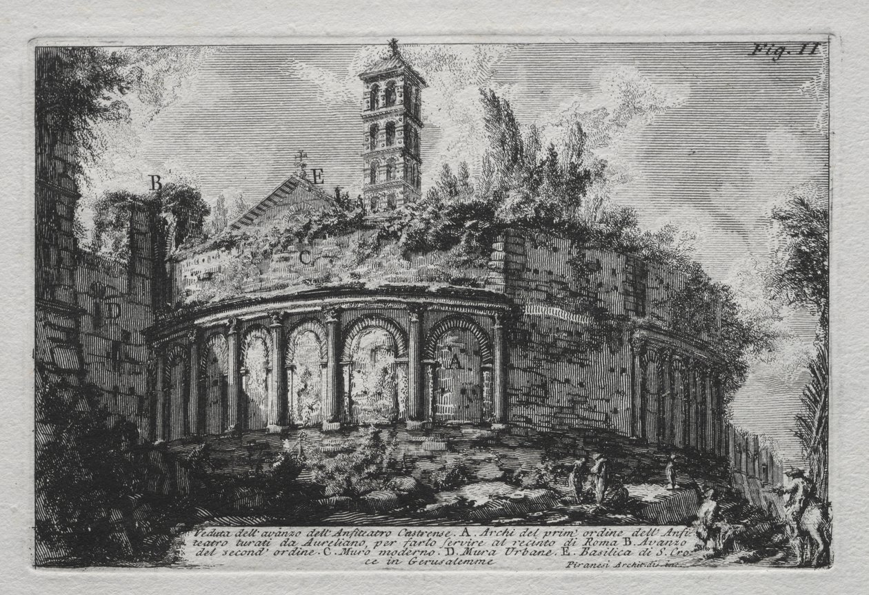 Udsigt over resterne af Castranse Amphitheatre af Giovanni Battista Piranesi