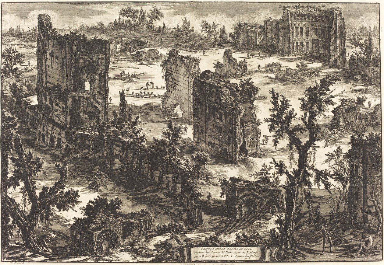 Udsigt over Terme di Tito af Giovanni Battista Piranesi
