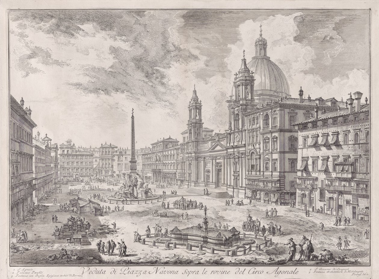 Udsigt over Piazza Navona over ruinerne af Circus Agonalis, fra Vedute di Roma (Udsigter over Rom) af Giovanni Battista Piranesi