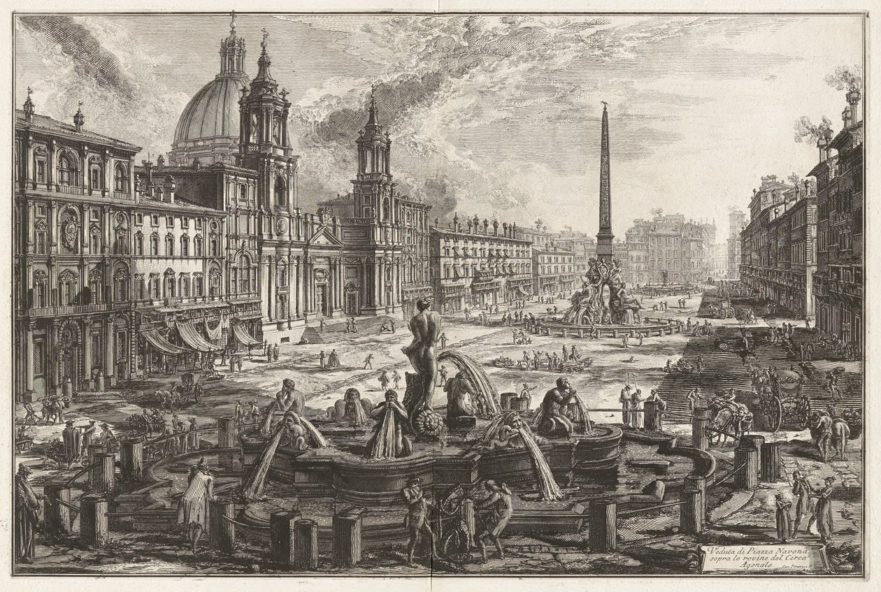 Udsigt over Piazza Navona over ruinerne af Circus Agonalis [Circus of Domitian]), fra Vedute di Roma (Udsigt over Rom) af Giovanni Battista Piranesi