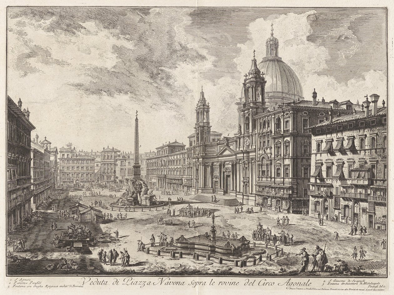 Udsigt over Piazza Navona over ruinerne af cirkus Domitian fra Vedute di Roma (Udsigt over Rom) af Giovanni-Battista Piranesi