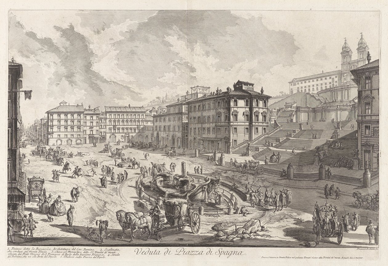 Udsigt over Piazza di Spagna, fra Vedute di Roma (Udsigt over Rom) af Giovanni Battista Piranesi