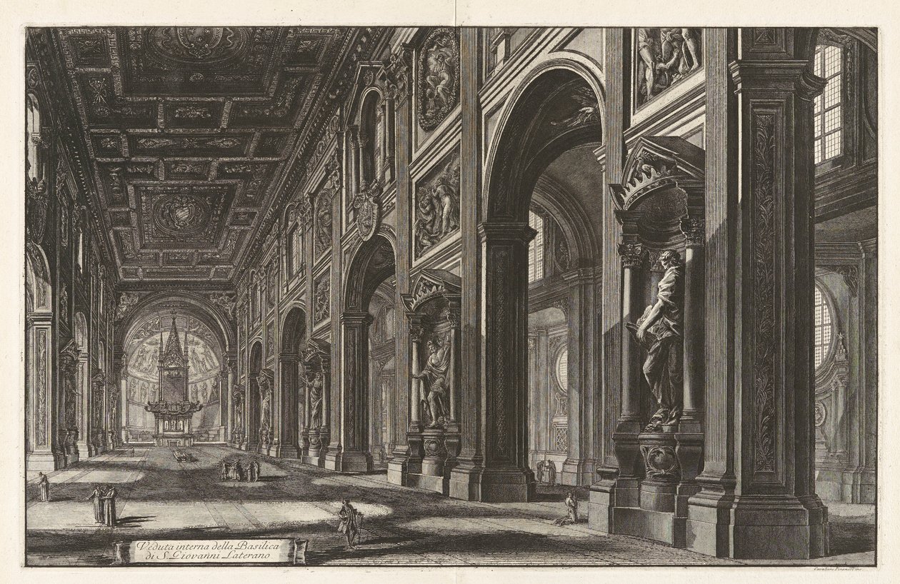 Indvendig udsigt over basilikaen San Giovanni Laterano, fra Vedute di Roma (Udsigt over Rom) af Giovanni Battista Piranesi