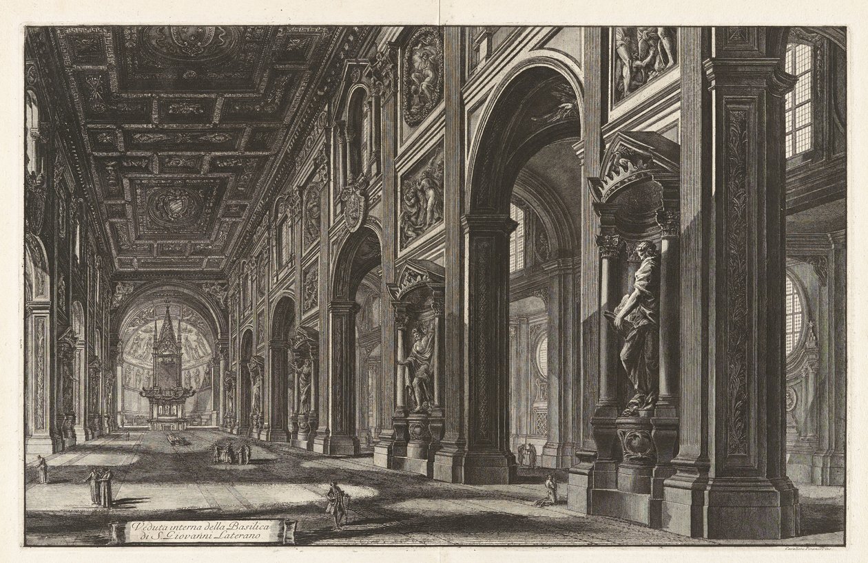 Indre udsigt over basilikaen San Giovanni in Laterano, fra «Vedute di Roma» af Giovanni Battista Piranesi