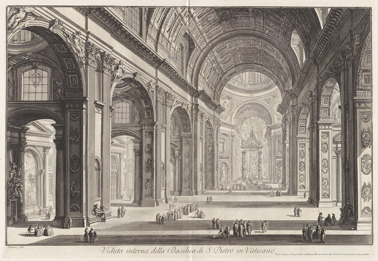 Indre udsigt over Peterskirken i Vatikanet, fra Udsigter over Rom af Giovanni Battista Piranesi