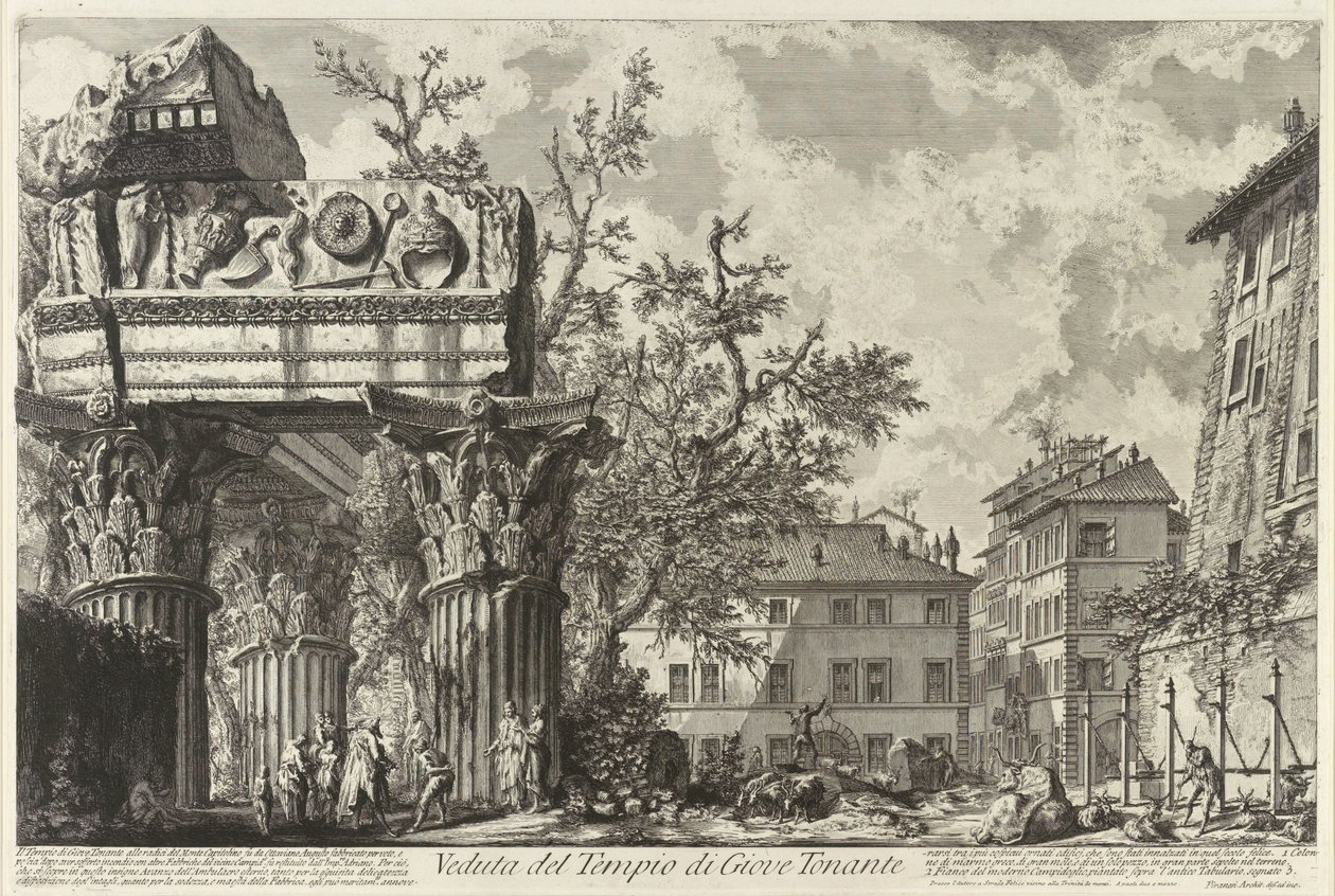 Veduta med Jupiter Tonans tempel, ca. 1755 af Giovanni Battista Piranesi