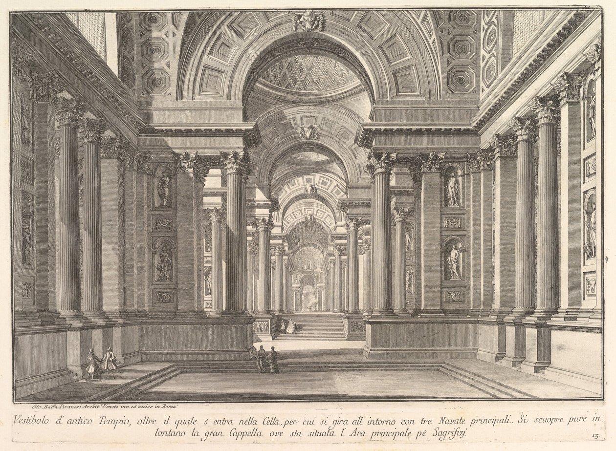 Vestibule af et gammelt tempel. . . Vestibule af det gamle tempel. . ., ca. 1743-50. af Giovanni Battista Piranesi