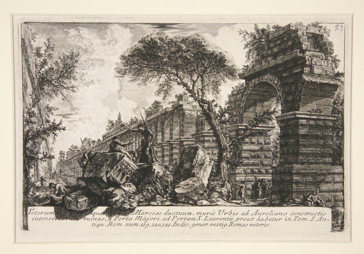 Gammel akvædukt af Acqua Marcia, fra Della Magnificenza ed Architettura de af Giovanni Battista Piranesi
