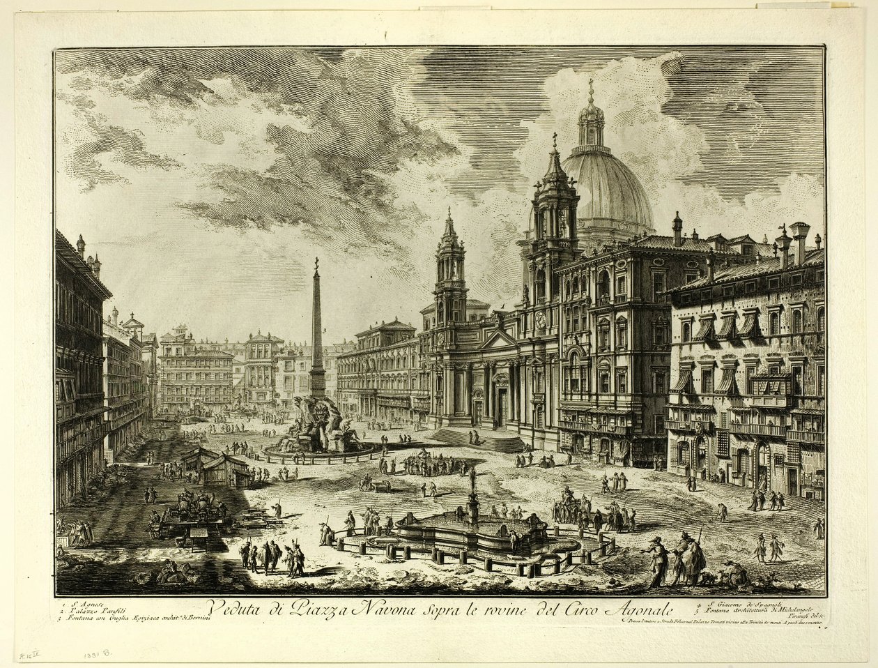 Udsigt over Piazza Navona over ruinerne af Domitians Cirkus, fra Views of Rome af Giovanni Battista Piranesi