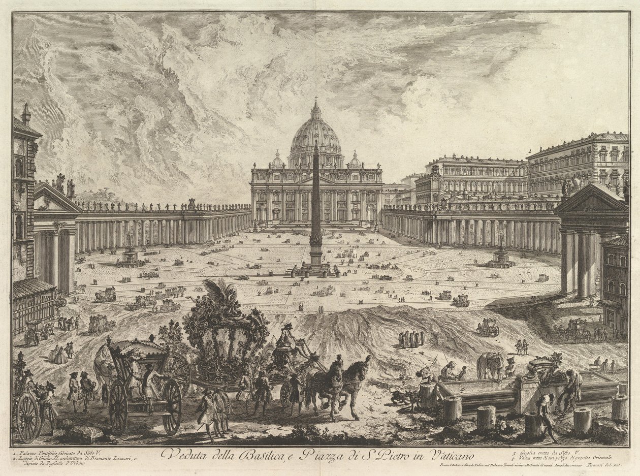 Udsigt over Peterskirken og pladsen i Vatikanet, fra Vedute di Roma (Romerske udsigter) af Giovanni Battista Piranesi