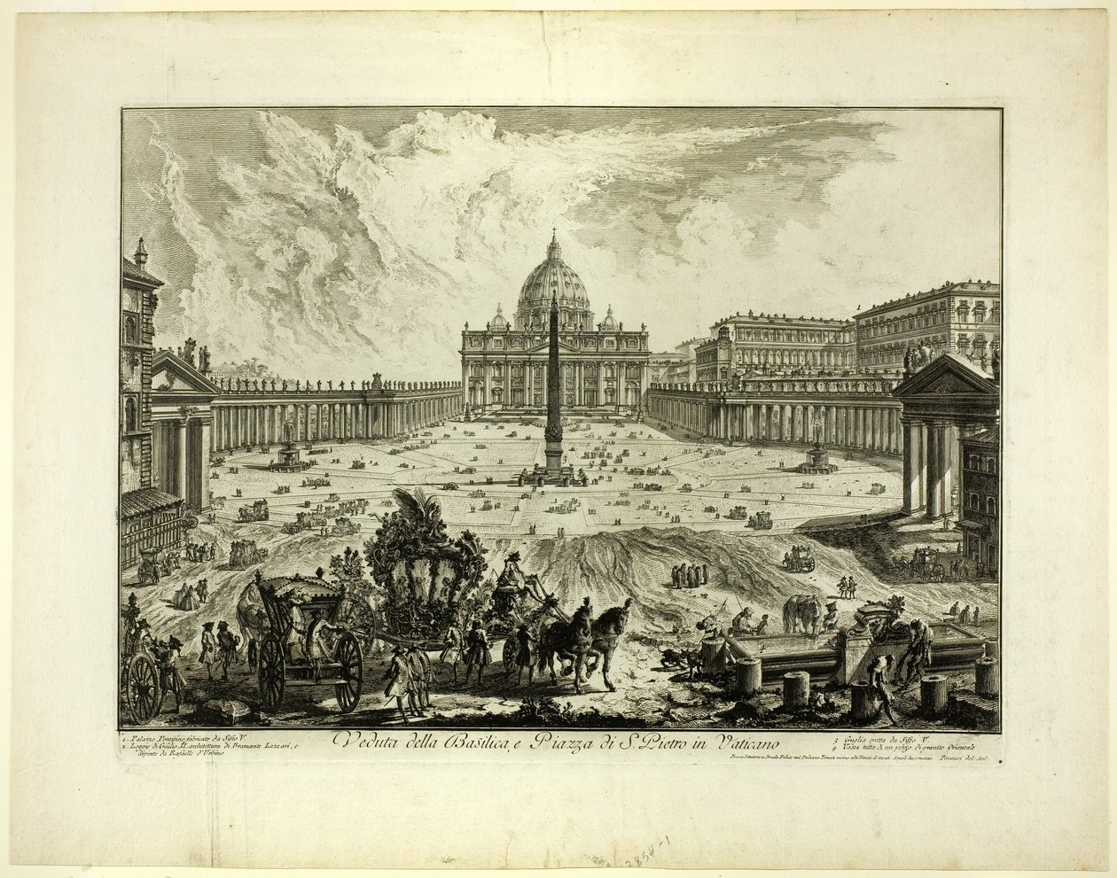 Udsigt over Peterskirken og Piazzaen i Vatikanet, fra Views of Rome af Giovanni Battista Piranesi