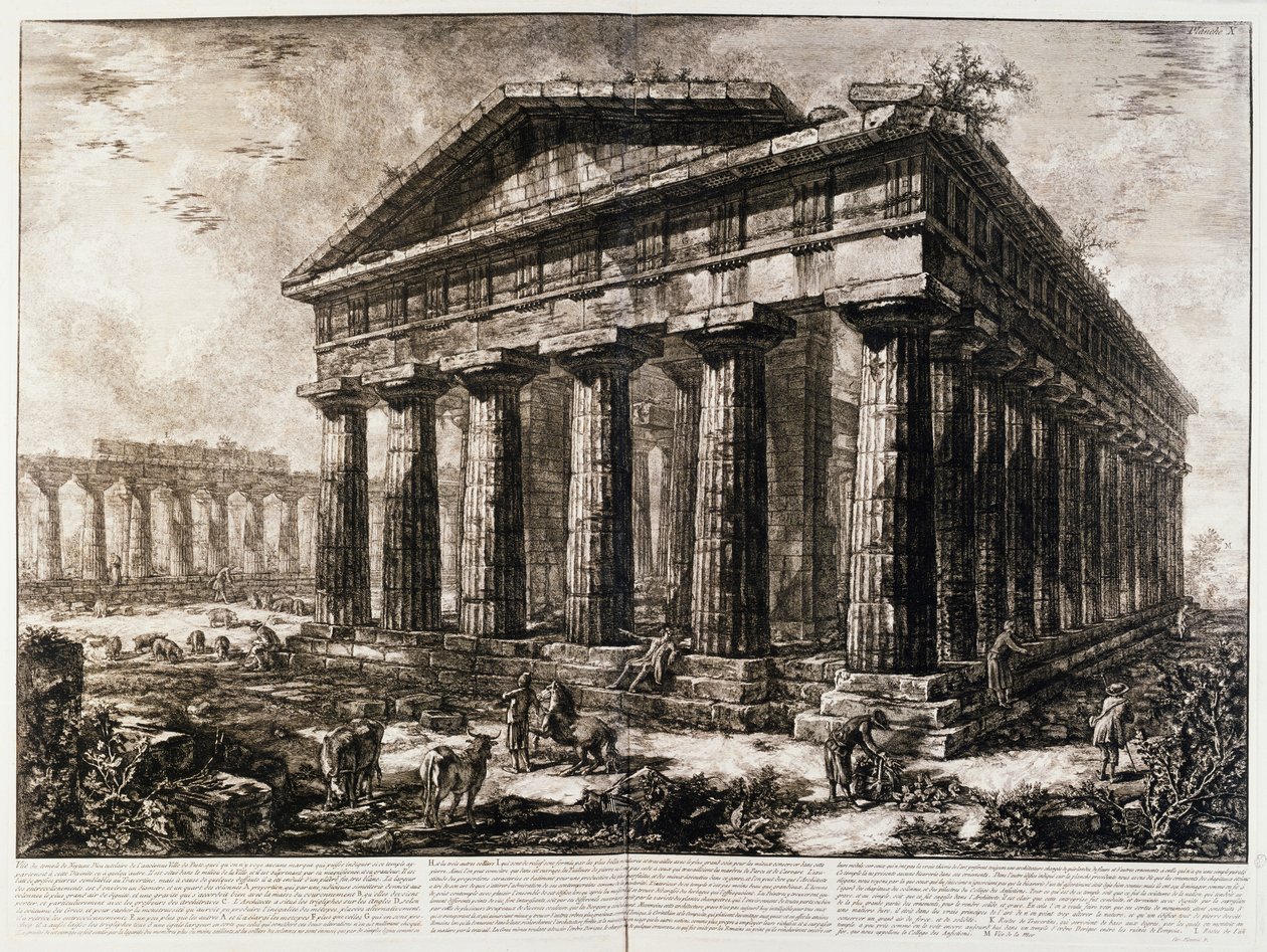 Udsigt over Neptuntemplet ved Paestum af Giovanni Battista Piranesi