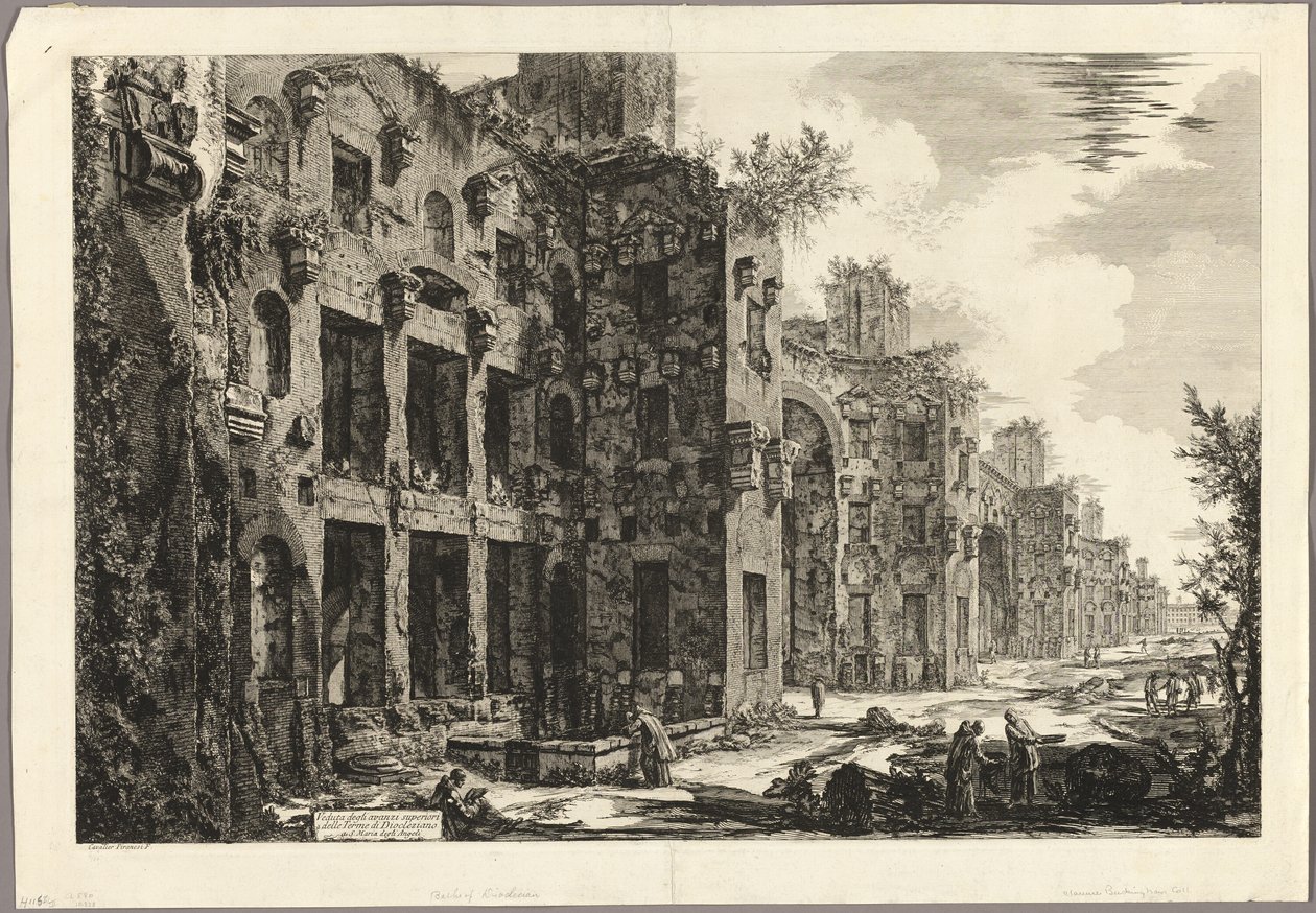 Udsigt over synlige rester af Diocletians bade ved S. Maria degli Angeli, fra udsigt over Rom af Giovanni Battista Piranesi