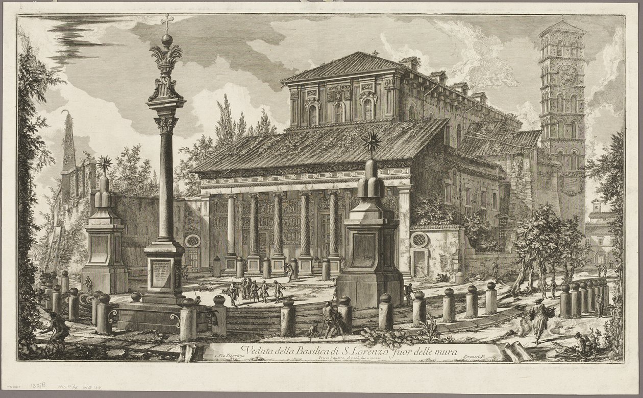 Udsigt over basilikaen S. Lorenzo fuori delle Mura [S. Lorenzo uden for Murene], fra Udsigt over Rom af Giovanni Battista Piranesi