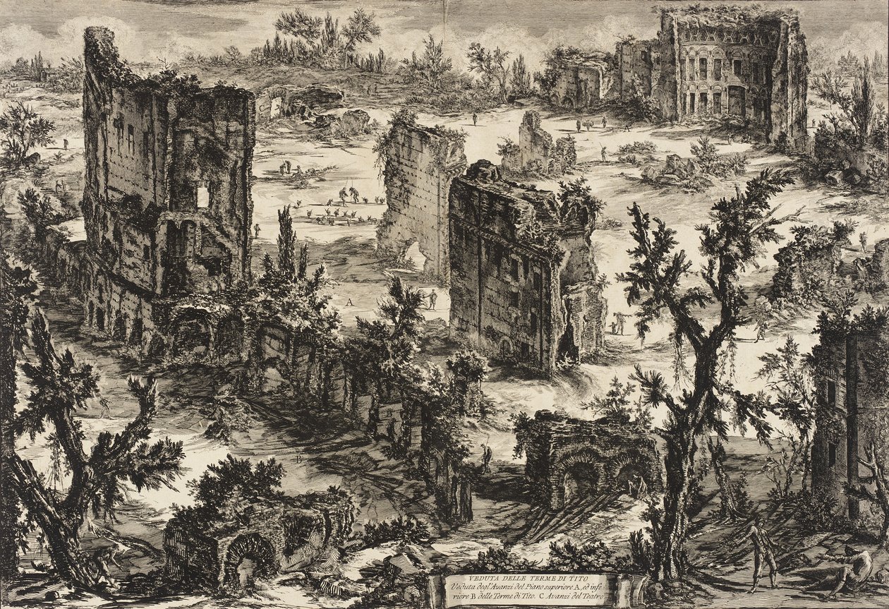 Udsigt over Titus-badene, ca. 1775 af Giovanni Battista Piranesi
