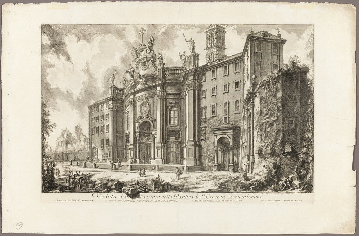 Udsigt over facaden af basilikaen S. Croce i Gerusalemme [det hellige kors i Jerusalem], fra udsigt over Rom af Giovanni Battista Piranesi