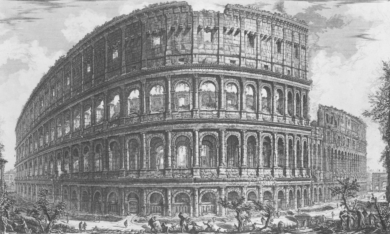 Udsigt over det flaviske amfiteater, kendt som Colosseum fra 