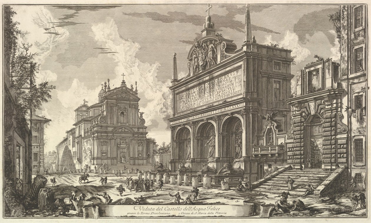 Udsigt over kilden til Acqua Felice..., fra Vedute di Roma (Romerske udsigter) af Giovanni Battista Piranesi