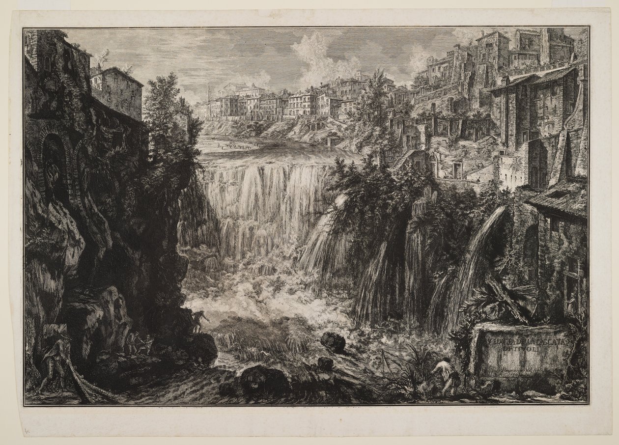 Udsigt over det store vandfald i Tivoli af Giovanni Battista Piranesi