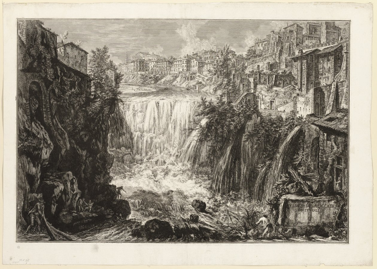 Udsigt over den store kaskade i Tivoli, fra udsigt over Rom af Giovanni Battista Piranesi