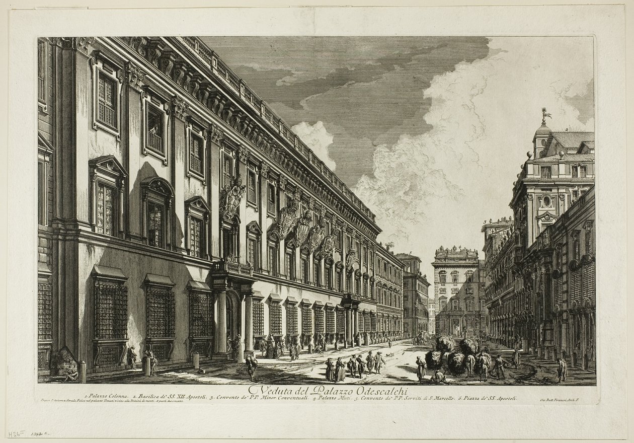 Udsigt over Palazzo Odescalchi, fra Udsigt over Rom af Giovanni Battista Piranesi