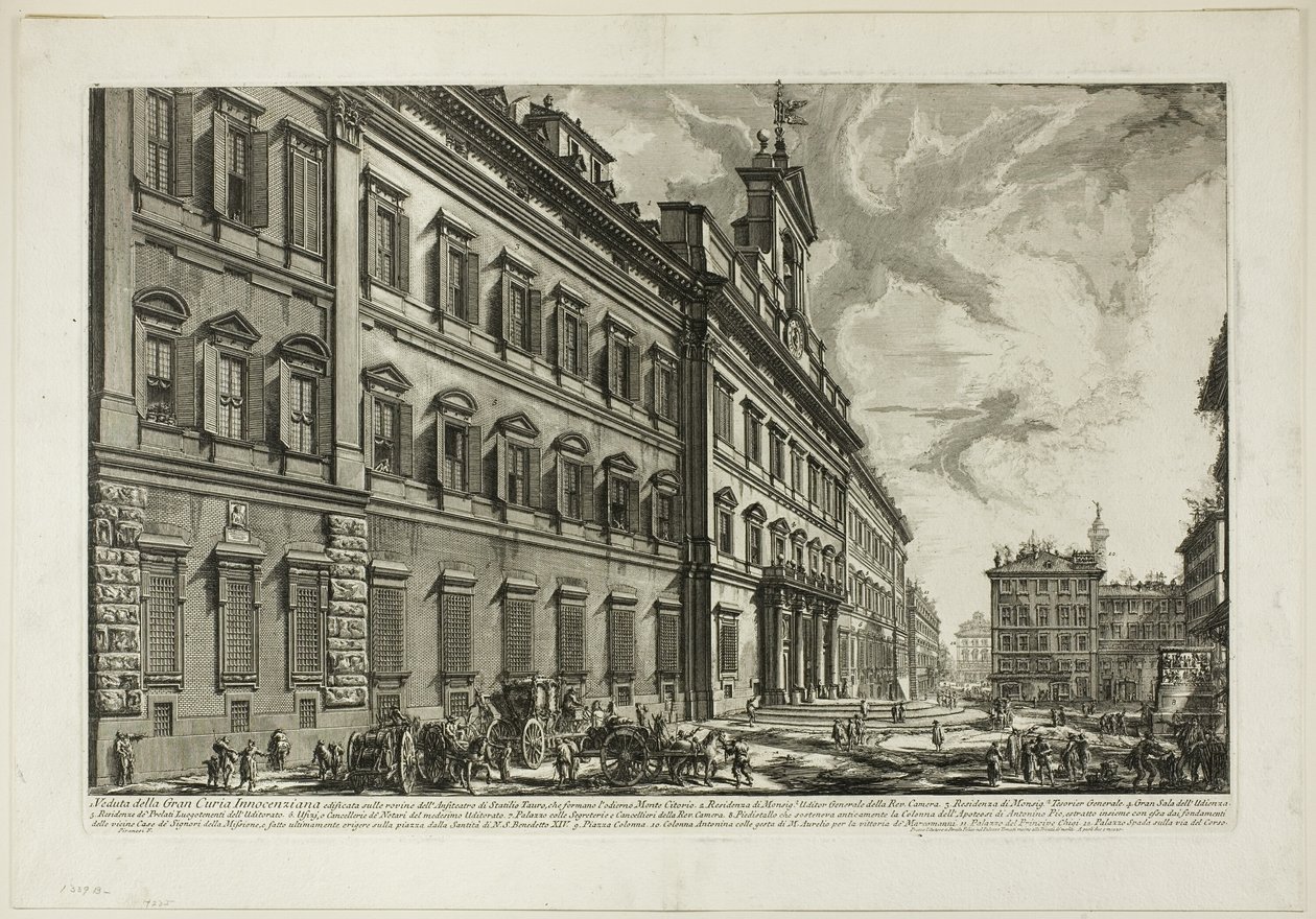 Udsigt over Palazzo di Montecitorio, fra Udsigt over Rom af Giovanni Battista Piranesi