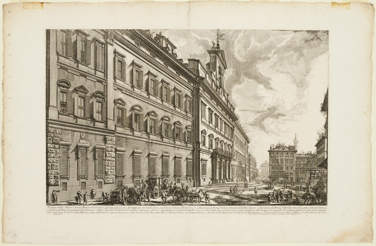 Udsigt over Palazzo di Montecitorio, fra Udsigt over Rom af Giovanni Battista Piranesi