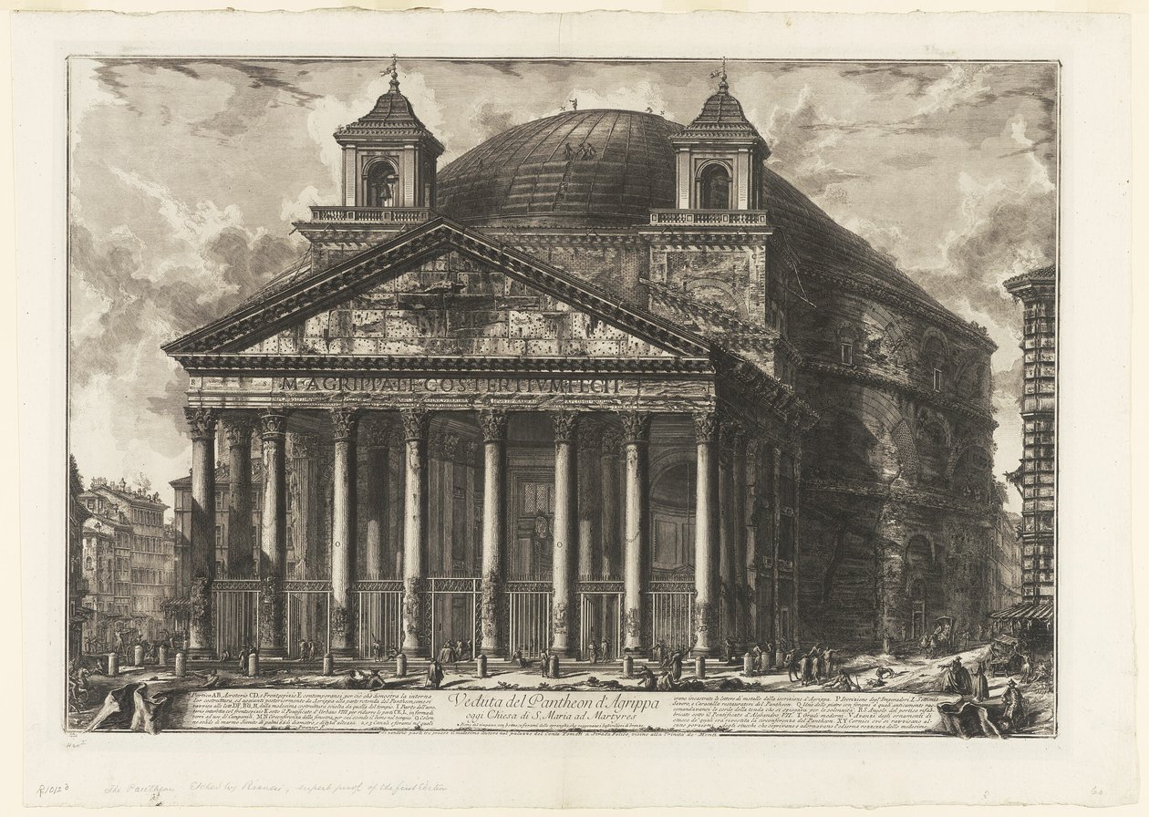 Udsigt over Pantheon of Agrippa, i dag S. Maria ad Martyres, fra Udsigt over Rom af Giovanni Battista Piranesi