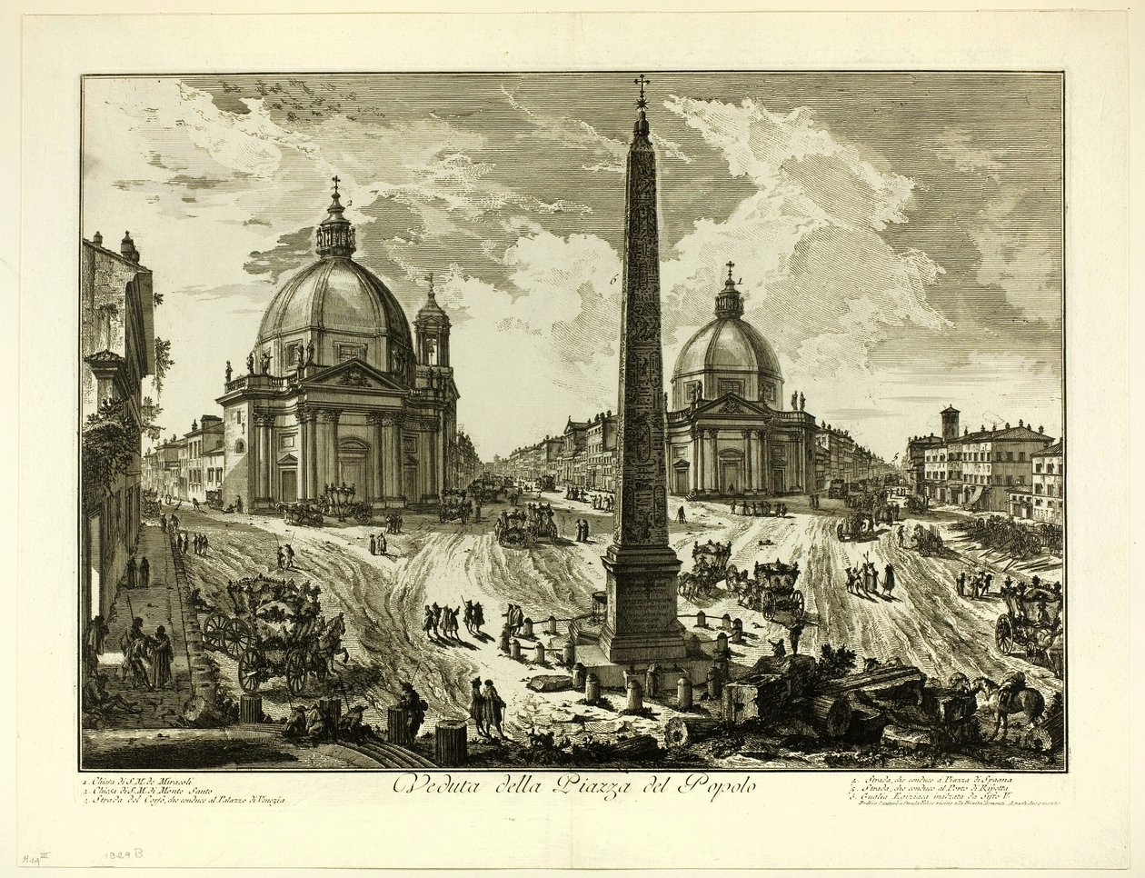 Udsigt over Piazza del Popolo, fra Udsigt over Rom af Giovanni Battista Piranesi