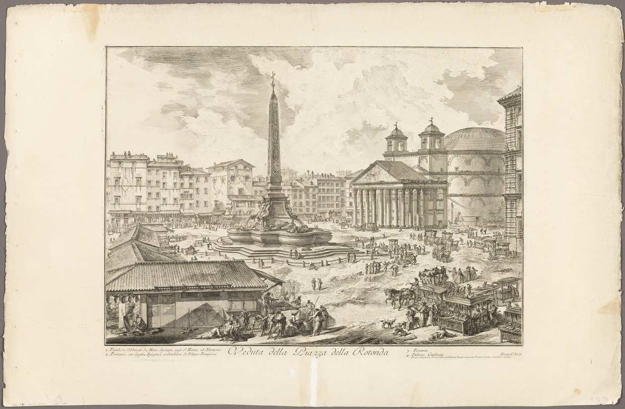 Udsigt over Piazza della Rotonda, fra Udsigt over Rom af Giovanni Battista Piranesi